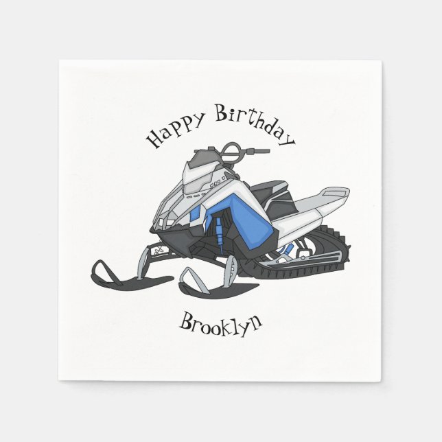 Snowmobile cartoon illustration  napkin (Front)