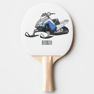 Snowmobile cartoon illustration ping pong paddle