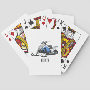 Snowmobile cartoon illustration playing cards