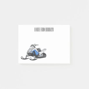 Snowmobile cartoon illustration post-it notes
