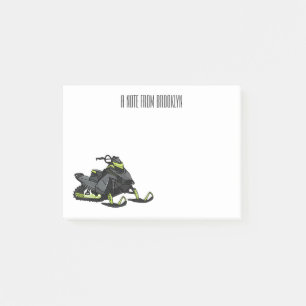 Snowmobile cartoon illustration post-it notes