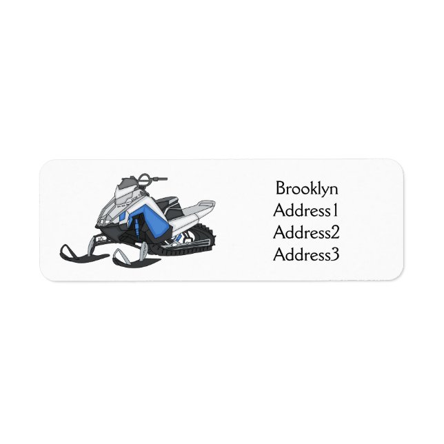 Snowmobile cartoon illustration return address label (Front)
