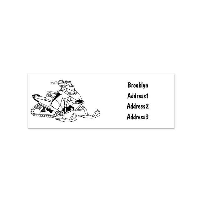 Snowmobile cartoon illustration rubber stamp (Imprint)