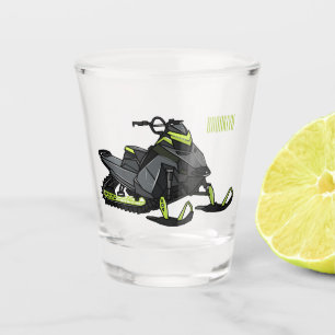 Snowmobile cartoon illustration shot glass