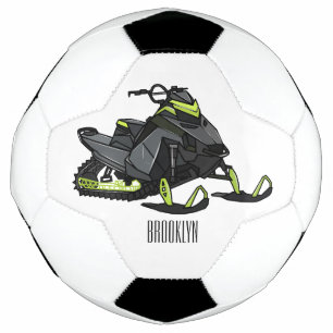 Snowmobile cartoon illustration soccer ball