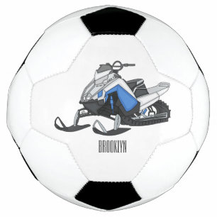 Snowmobile cartoon illustration soccer ball