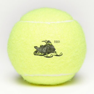 Snowmobile cartoon illustration tennis balls