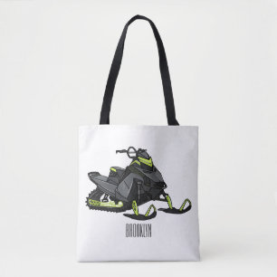 Snowmobile cartoon illustration tote bag