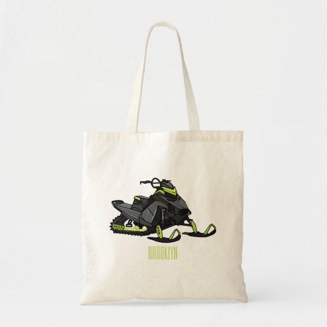 Snowmobile cartoon illustration  tote bag (Front)