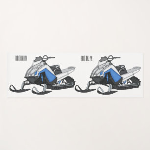 Snowmobile cartoon illustration yoga mat