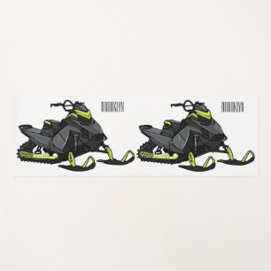 Snowmobile cartoon illustration yoga mat