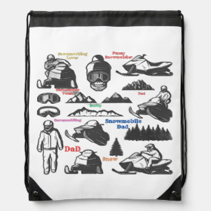 Snowmobile Dad,Snowmobile Lover  Drawstring Bag