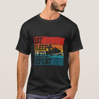 Snowmobile Eat Sleep Sled Repeat Funny Vintage Gif T-Shirt