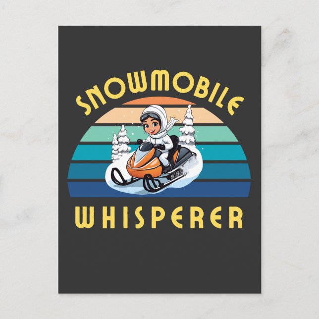 snowmobile girl winters holiday postcard (Front)