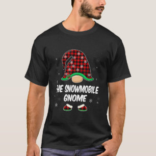 Snowmobile Gnome Buffalo Plaid Matching Family Chr T-Shirt