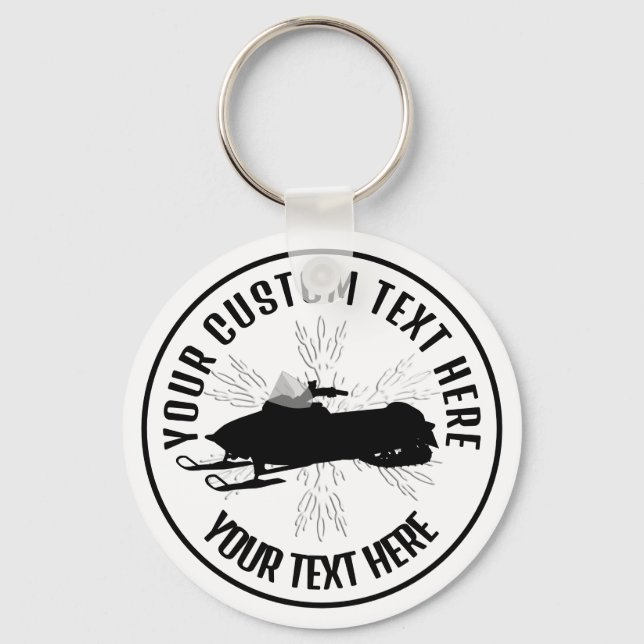 Snowmobile Icon Custom Keychain (Front)