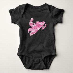 Snowmobile in Pink Camouflage Baby Bodysuit