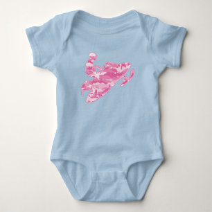 Snowmobile in Pink Camouflage Baby Bodysuit