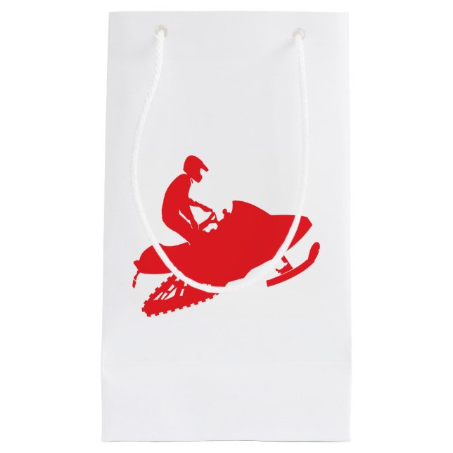 Snowmobile in Red and Green Small Gift Bag (Front)