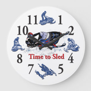 Snowmobile its Time To Sled Clock