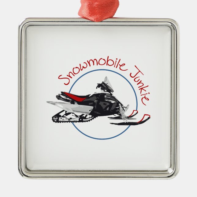 Snowmobile Junkie Metal Tree Decoration (Front)