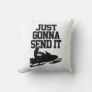 Snowmobile Just Gonna Send It Funny Motor Sled Gif Cushion
