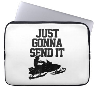Snowmobile Just Gonna Send It Funny Motor Sled Gif Laptop Sleeve