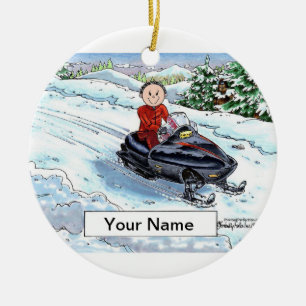 Snowmobile - Male Ceramic Ornament