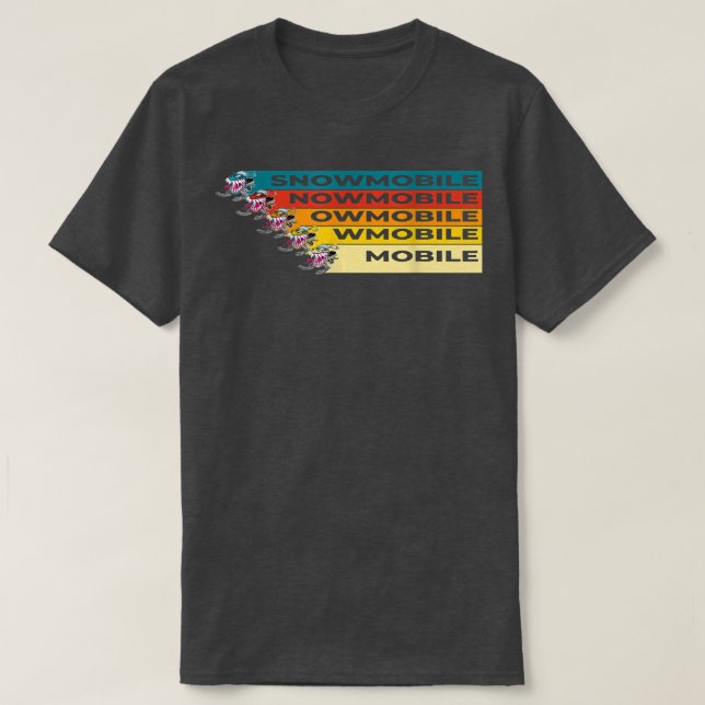 Snowmobile monster race in cool retro colors  T-Shirt (Design Front)