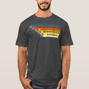 Snowmobile monster race in cool retro colors  T-Shirt