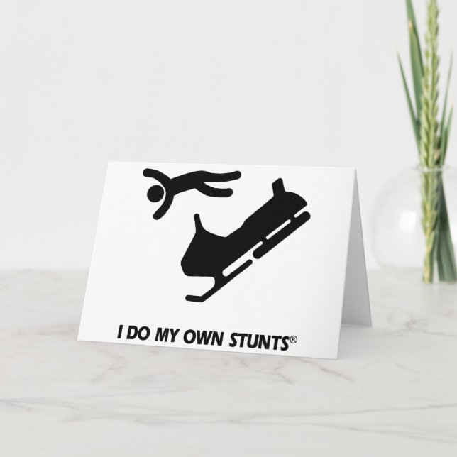 Snowmobile My Own Stunts Holiday Card (Front)