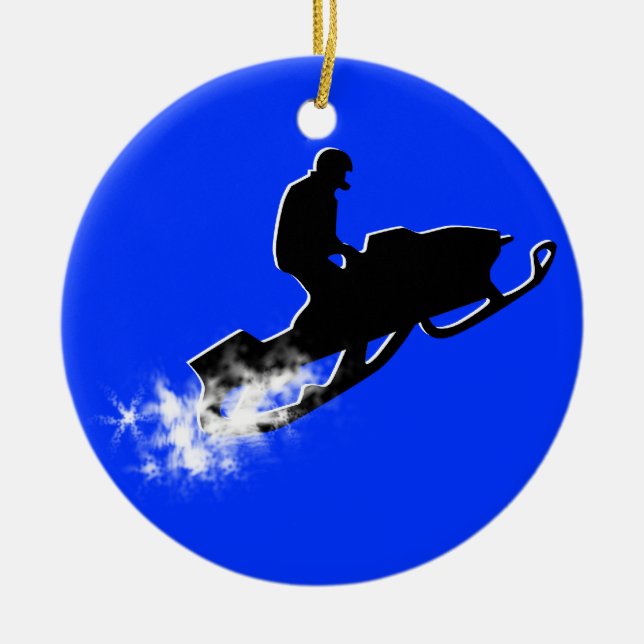 snowmobile : powder trail ceramic tree decoration (Front)