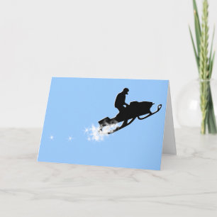 snowmobile. powder trail. holiday card