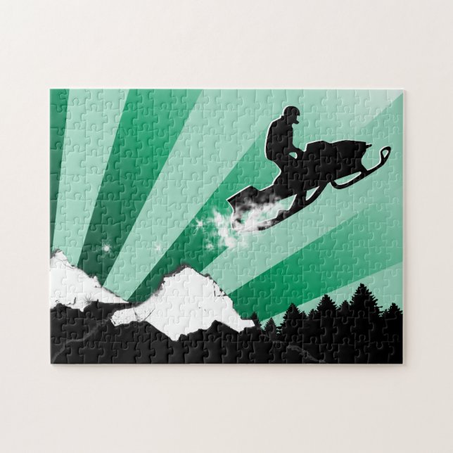 snowmobile powder trail jigsaw puzzle (Horizontal)