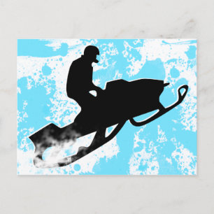 snowmobile. powder trail. postcard