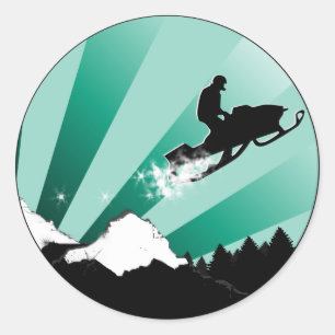 snowmobile. pthalo. classic round sticker