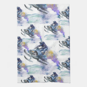Snowmobile Racing, Snocross Tea Towel