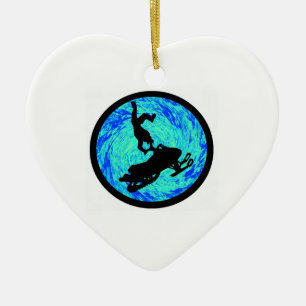 SNOWMOBILE RAISED LEVEL CERAMIC TREE DECORATION