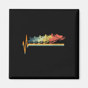 Snowmobile Retro Heartbeat Vintage Love Gift Magnet