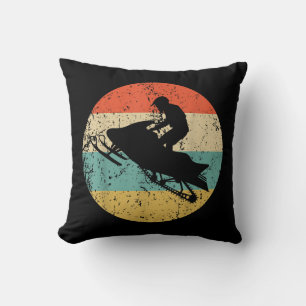 Snowmobile Retro Style Snowmobiling Cushion