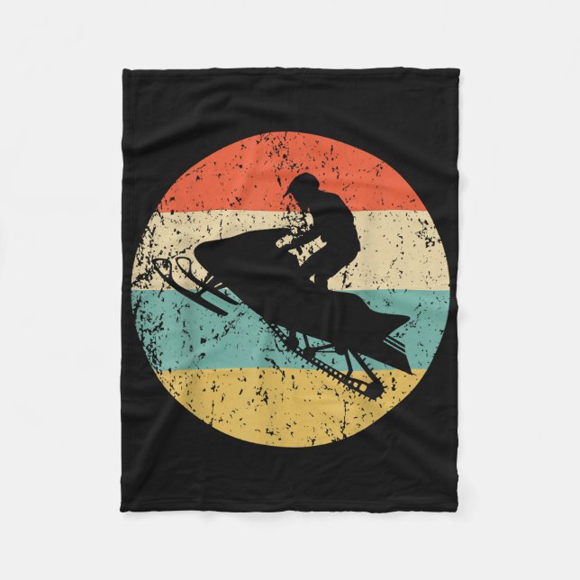 Snowmobile Retro Style Snowmobiling Fleece Blanket (Front)