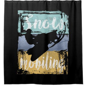 Snowmobile Retro Style Snowmobiling Shower Curtain