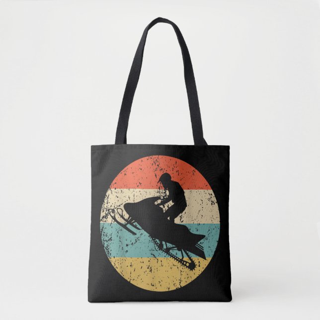 Snowmobile Retro Style Snowmobiling Tote Bag (Front)