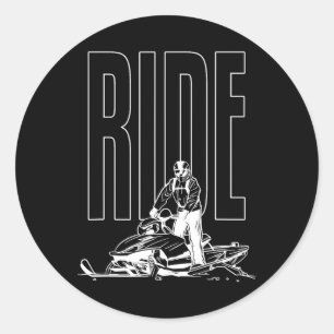 Snowmobile Ride Motor Sled Snowmobiling Winter Spo Classic Round Sticker