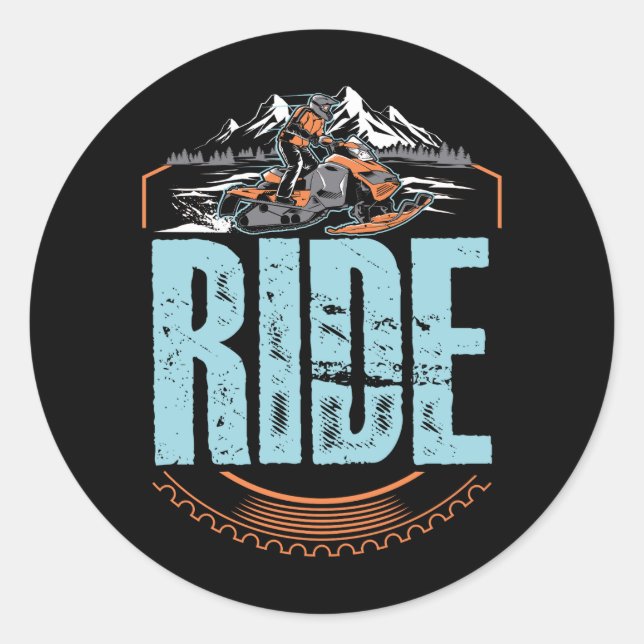 Snowmobile Ride Snowmobiling Winter Adventure Spor Classic Round Sticker (Front)