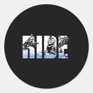 Snowmobile Ride Snowmobiling Winter Sport Skiers S Classic Round Sticker