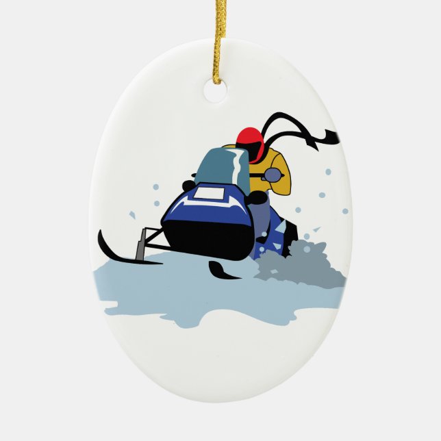 SNOWMOBILE RIDER CERAMIC ORNAMENT (Front)