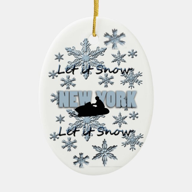 Snowmobile Snow New York  Christmas Ornament (Front)