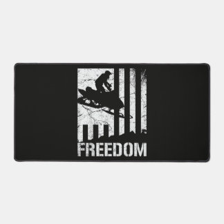 Snowmobile Snowmobiling Freedom Flag Desk Mat