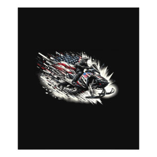 Snowmobile Snowmobiling Freedom Flag Long Sleeve Photo Print